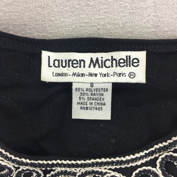 Lauren Michelle Blouse Top Women’s  Size Small Embroidered Black 3/4 Sleeves - Picture 12 of 16